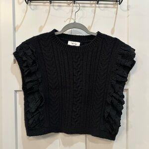 Sadie + Sage Black Ruffled Sweater Crop Tank